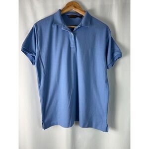Vintage Eddie‎ Bauer Womens Polo Shirt Medium M Blue Cotton Outdoor Casual Top